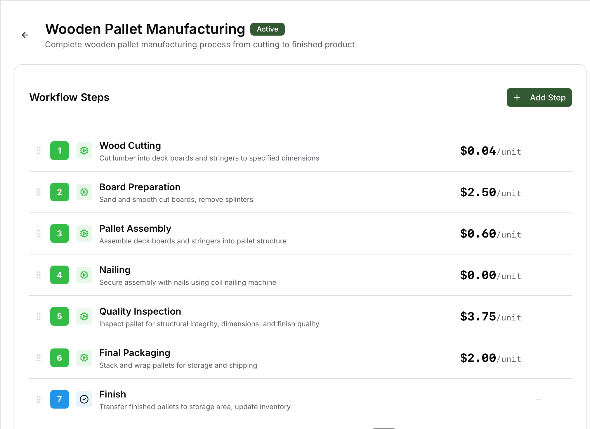 AI workflow builder for manufacturing steps